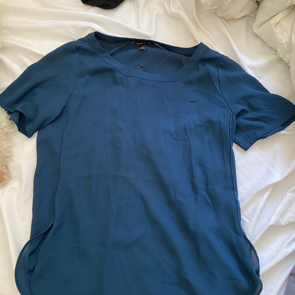 Dark blue chiffon top